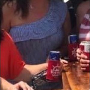 One shoulder top Blue & White stripe